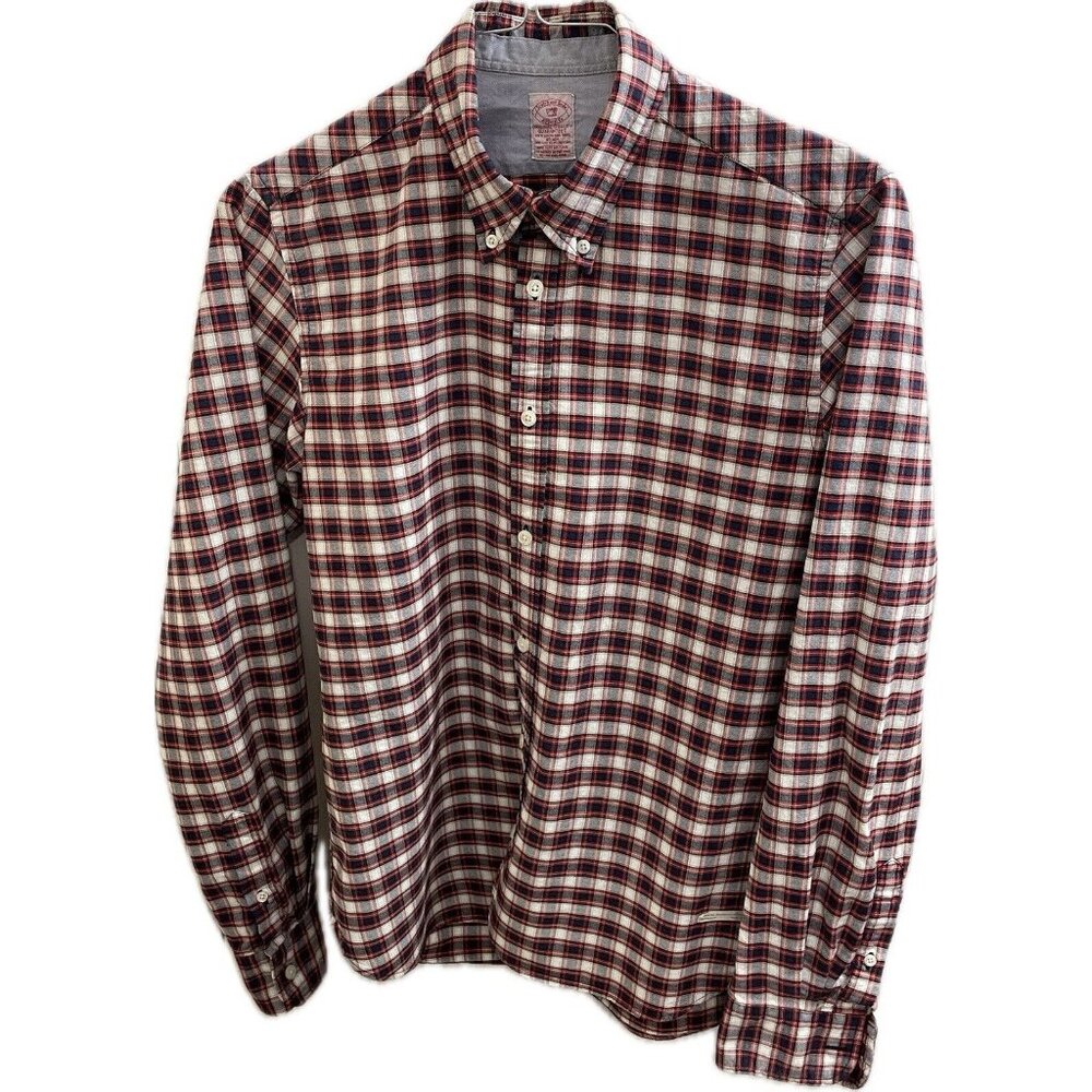 scotch and soda Red Plaid Button-down Shirt men M Cotton Collar Long Sleeve - Picture 4 of 11